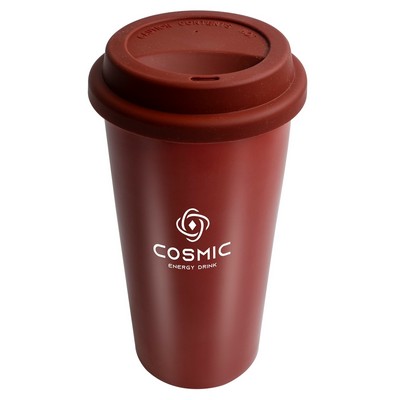 Cape Breton 12oz 2tone burgundy/white glossy double wall tumbler