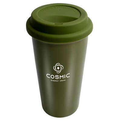 Cape Breton 12oz 2tone green/white glossy double wall tumbler